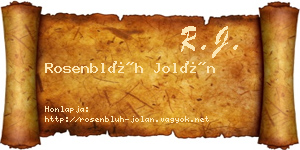 Rosenblüh Jolán névjegykártya